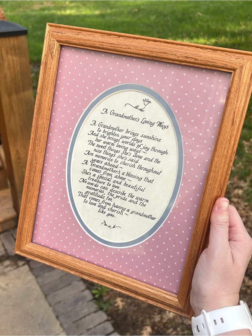 Cottage Core Pink Grandma Framed Poem Photo